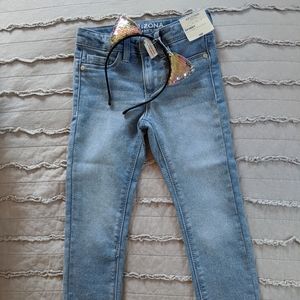 NWT Arizona Girls Jeans and Kitty Headband